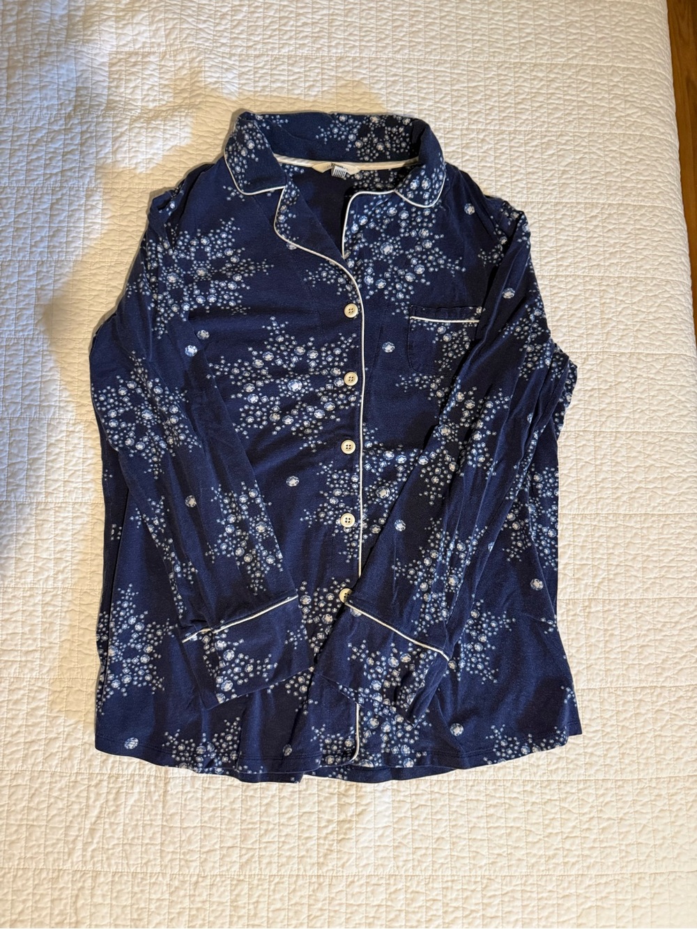 Soma Navy Winter Print Pajama Set - Top & Bottoms